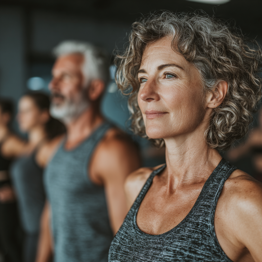 Пожилі люди займаються фітнесом